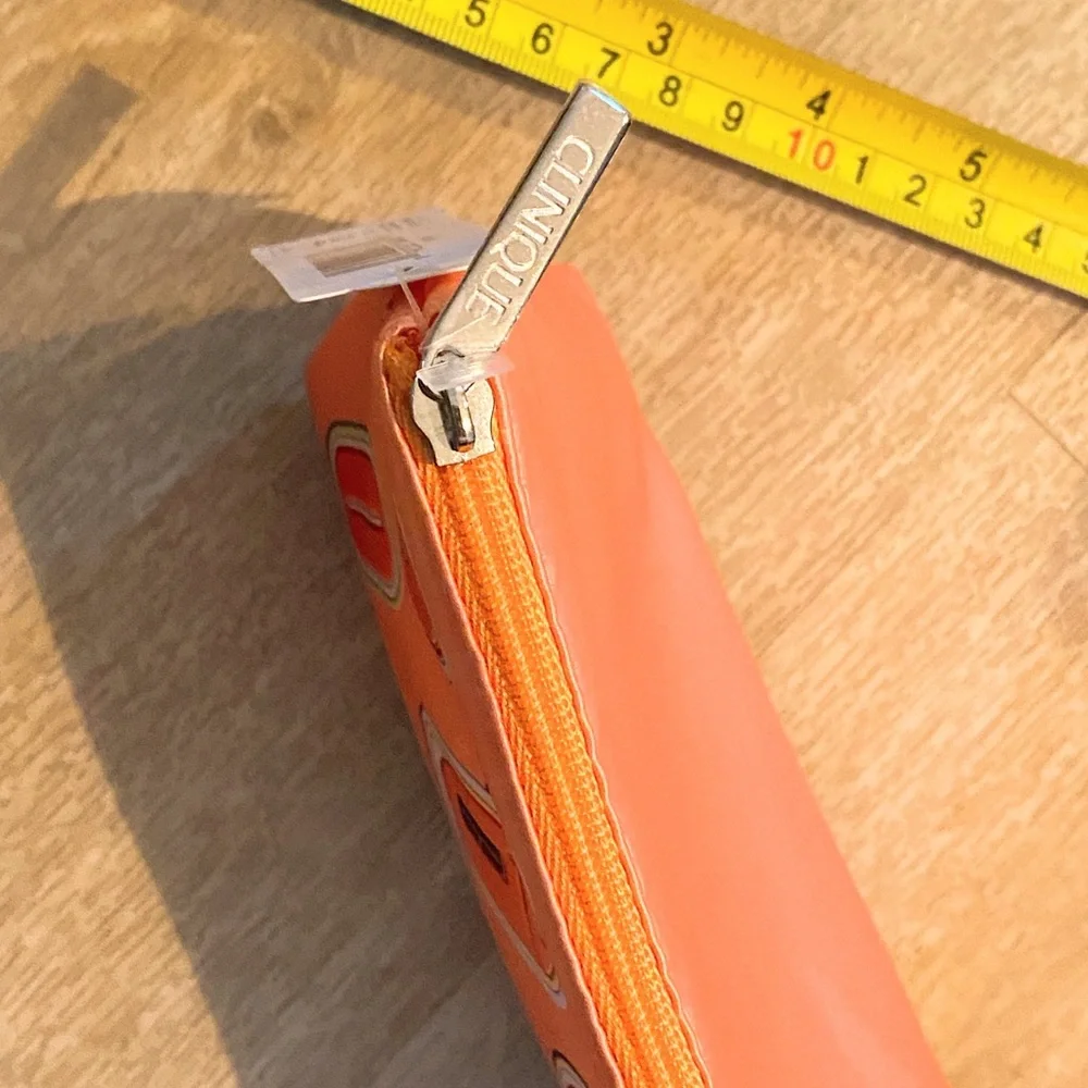 Clinique Signature Orange Motif Patches Satin Cosmetic Bag